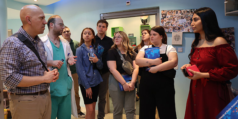 study abroad students on a tour