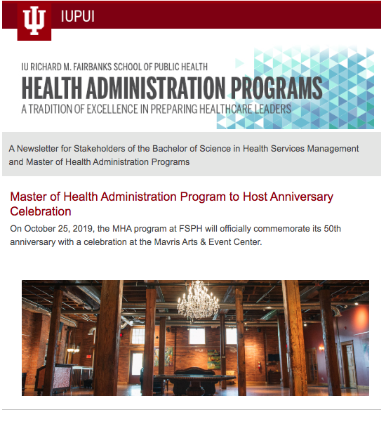 health administration newsletter screenshot