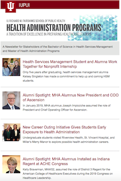 health administration newsletter screenshot