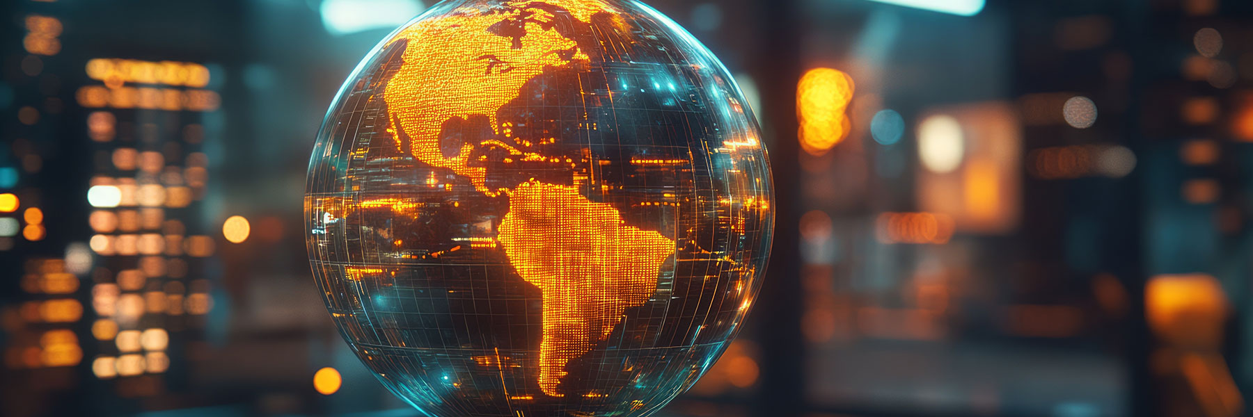 A glowing globe showcasing digital data, symbolizing global connectivity and information