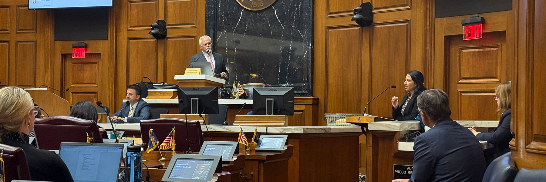 Aparna Soni providing testimony on FSPH research during Indiana legislative session