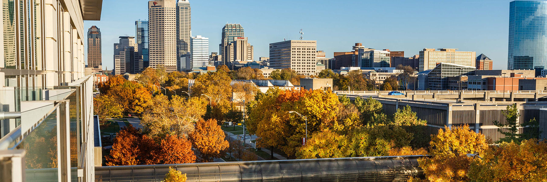 downtown indianapolis skyline from iu indianapolis campus
